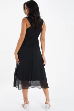 Black Chiffon Crinkle Halter Neck Midi Dress 8 Black Chiffon Crinkle Halter Neck Midi Dress -Women Clothing Sale 00100035779 XB scaled