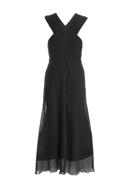 Black Chiffon Crinkle Halter Neck Midi Dress 10 Black Chiffon Crinkle Halter Neck Midi Dress -Women Clothing Sale 00100035779 ZB scaled