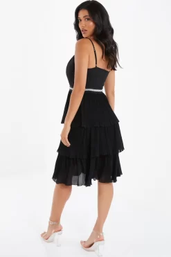 Black Chiffon Embellished Tiered Midi Dress 8 Black Chiffon Embellished Tiered Midi Dress -Women Clothing Sale 00100035780 XB scaled