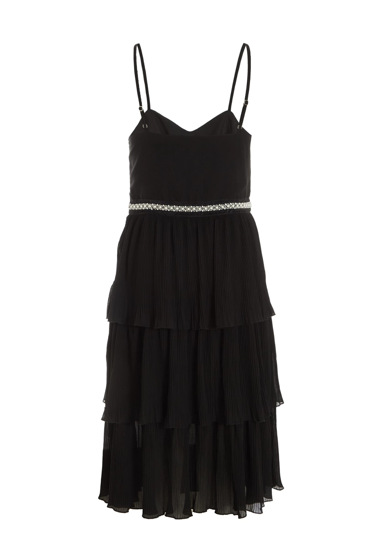Black Chiffon Embellished Tiered Midi Dress 5 Black Chiffon Embellished Tiered Midi Dress - Image 5