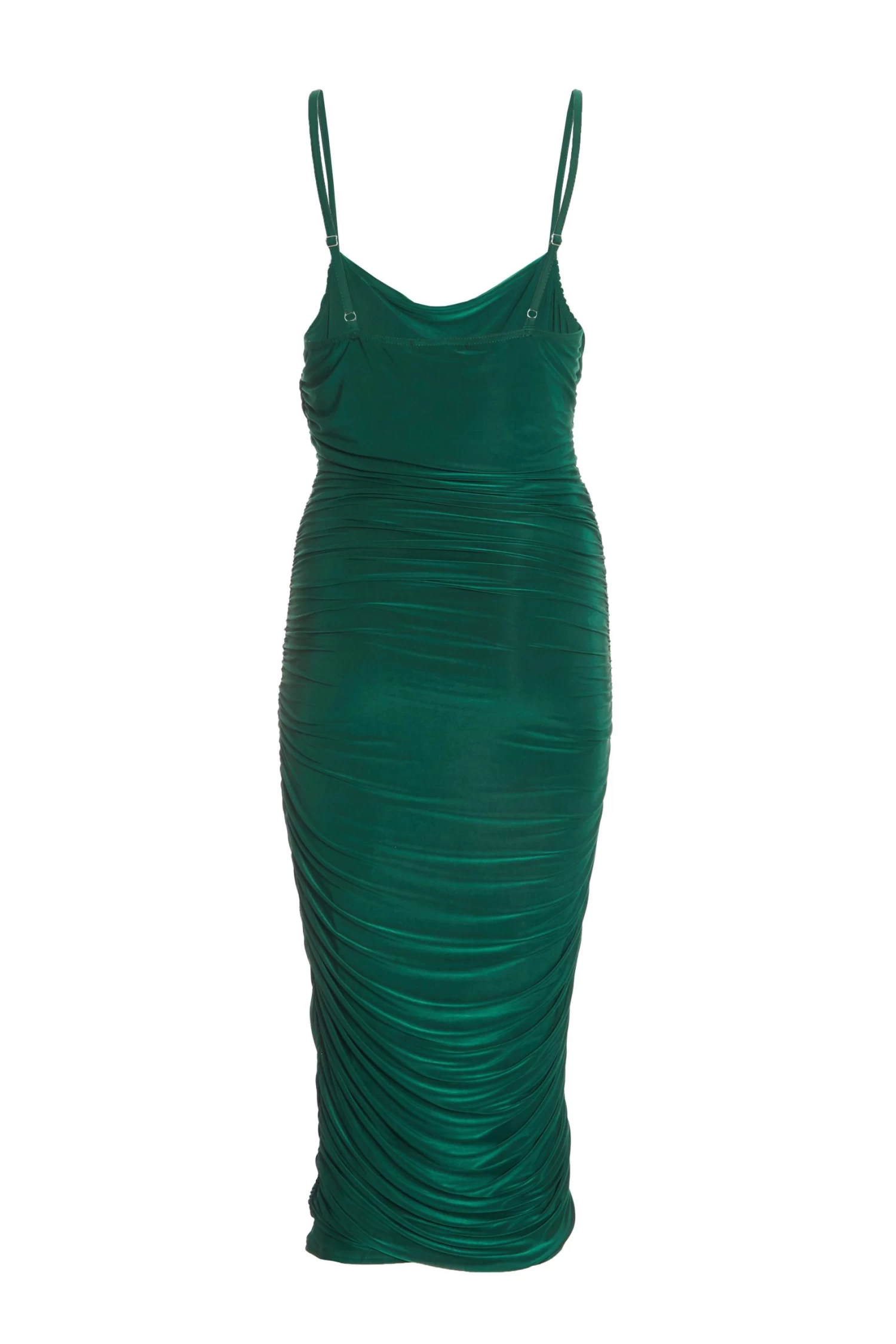 Bottle Green Ruched Bodycon Midi Dress 5 Bottle Green Ruched Bodycon Midi Dress - Image 5