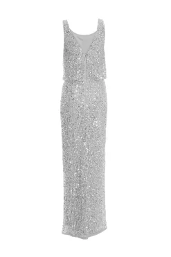 Grey Embellished Split Leg Maxi Dress -Women Clothing Sale 00100035919 ZB scaled