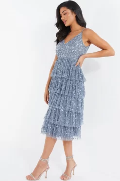 Blue Sequin Tiered Midi Dress -Women Clothing Sale 00100035928 XS scaled