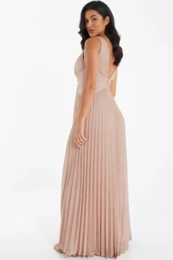 Nude Shimmer Pleated Maxi Dress 7 Nude Shimmer Pleated Maxi Dress -Women Clothing Sale 00100035934 XB scaled