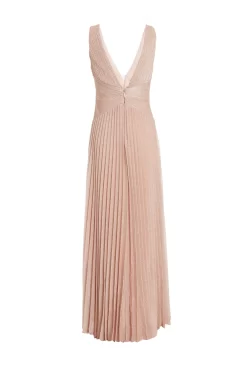 Nude Shimmer Pleated Maxi Dress 8 Nude Shimmer Pleated Maxi Dress -Women Clothing Sale 00100035934 ZB scaled