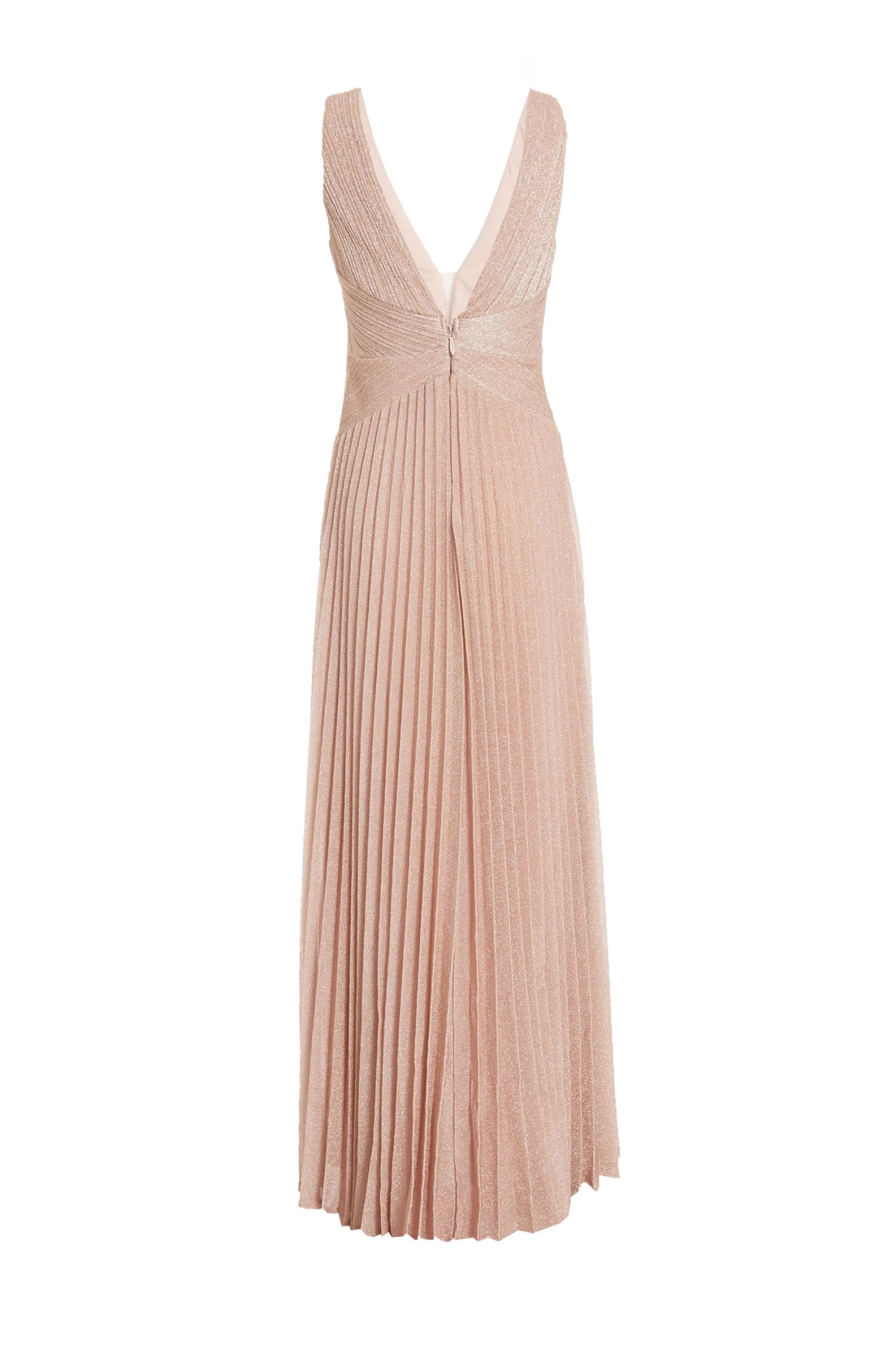 Nude Shimmer Pleated Maxi Dress 4 Nude Shimmer Pleated Maxi Dress - Image 4