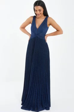 Navy Shimmer Pleated Maxi Dress 9 Navy Shimmer Pleated Maxi Dress -Women Clothing Sale 00100035935 XS scaled