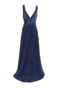 Navy Shimmer Pleated Maxi Dress 10 Navy Shimmer Pleated Maxi Dress -Women Clothing Sale 00100035935 ZB scaled