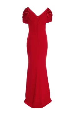 Red Satin Bardot Maxi Dress 8 Red Satin Bardot Maxi Dress -Women Clothing Sale 00100035936 ZB scaled