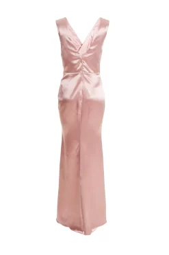 Pink Satin Wrap Split Leg Maxi Dress 10 Pink Satin Wrap Split Leg Maxi Dress -Women Clothing Sale 00100035939 ZB scaled