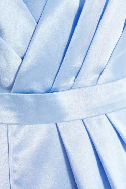 Light Blue Satin Wrap Split Leg Maxi Dress -Women Clothing Sale 00100035941 ZS