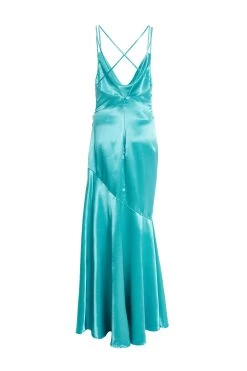 Aqua Satin Cross Back Maxi Dress 10 Aqua Satin Cross Back Maxi Dress -Women Clothing Sale 00100035943 ZB