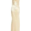 Champagne Satin Cross Back Maxi Dress
