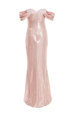 Blush Pink Sequin Ruched Maxi Dress 10 Blush Pink Sequin Ruched Maxi Dress -Women Clothing Sale 00100035947 ZB