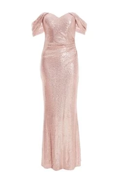 Women Clothing Sale 39 Blush Pink Sequin Ruched Maxi Dress