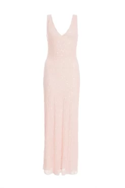 Nude Sequin Maxi Dress