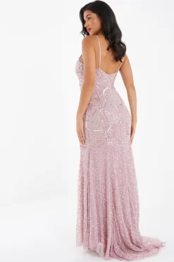 Pink Sequin Fishtail Maxi Dress 8 Pink Sequin Fishtail Maxi Dress -Women Clothing Sale 00100035957 XB scaled