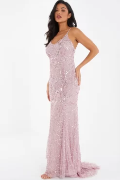 Pink Sequin Fishtail Maxi Dress 9 Pink Sequin Fishtail Maxi Dress -Women Clothing Sale 00100035957 XS scaled