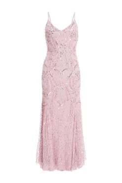 Pink Sequin Fishtail Maxi Dress