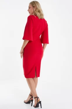 Red Tie Front Midi Dress 8 Red Tie Front Midi Dress -Women Clothing Sale 00100035999 XB scaled
