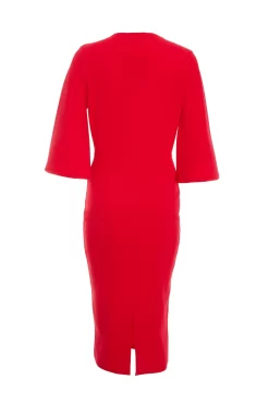 Red Tie Front Midi Dress 10 Red Tie Front Midi Dress -Women Clothing Sale 00100035999 ZB scaled