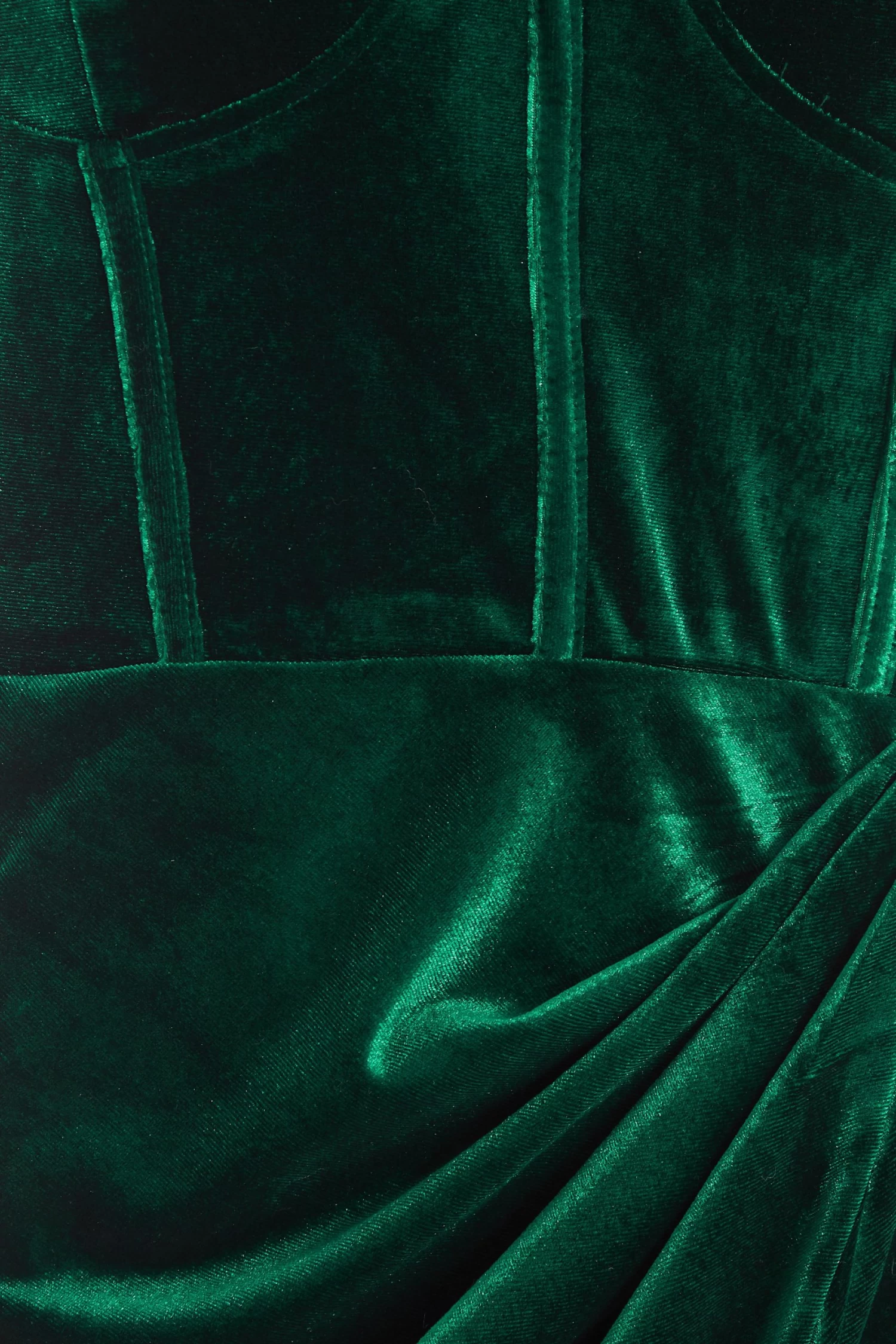 Bottle Green Velvet Ruched Midi Dress 6 Bottle Green Velvet Ruched Midi Dress - Image 6