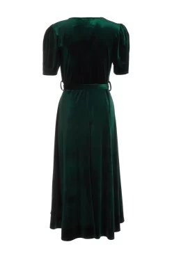 Bottle Green Velvet Wrap Midi Dress 10 Bottle Green Velvet Wrap Midi Dress -Women Clothing Sale 00100036005 ZB scaled