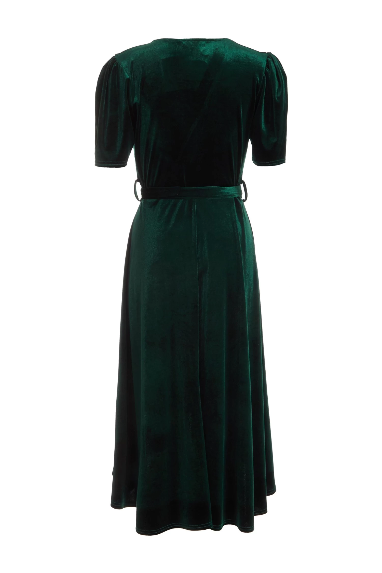Bottle Green Velvet Wrap Midi Dress 5 Bottle Green Velvet Wrap Midi Dress - Image 5