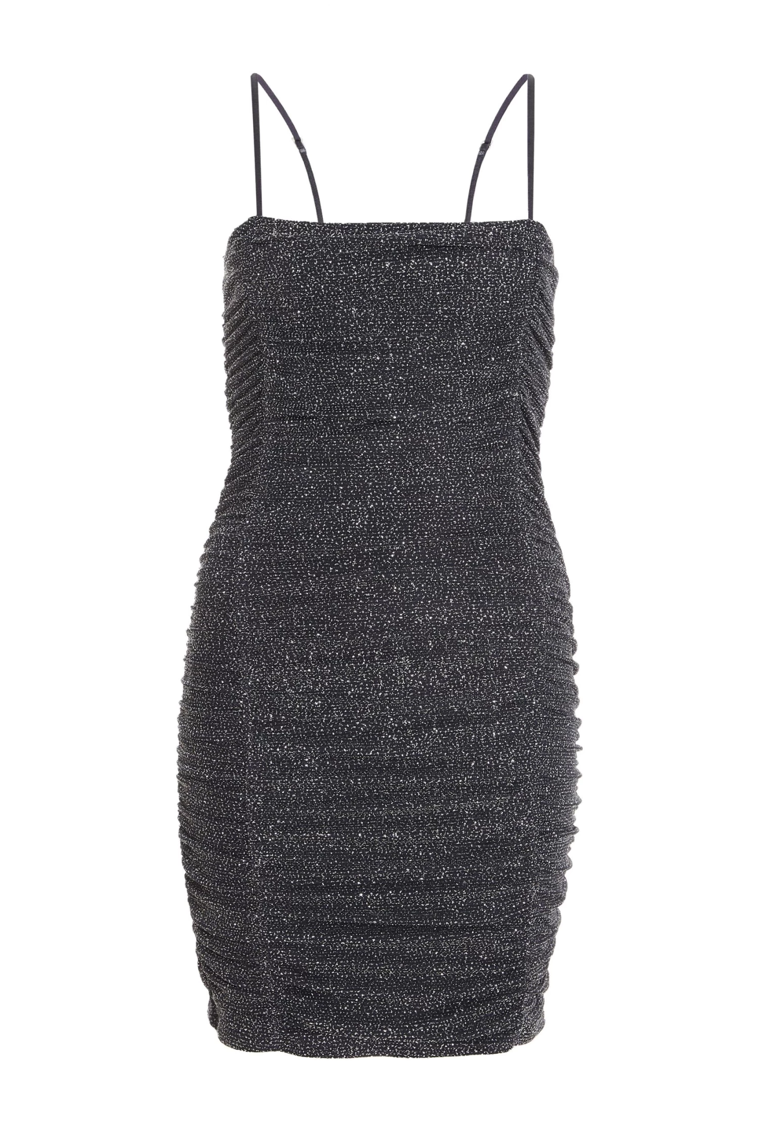 Grey Glitter Ruched Bodycon Mini Dress 1 Grey Glitter Ruched Bodycon Mini Dress