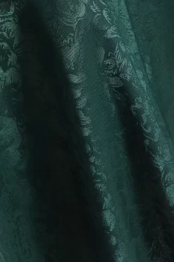 Bottle Green Satin Jacquard Floral Mini Dress -Women Clothing Sale 00100036024 ZS scaled