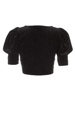 Black Velvet Glitter Polka Dot Crop Top 10 Black Velvet Glitter Polka Dot Crop Top -Women Clothing Sale 00100036034 ZB scaled