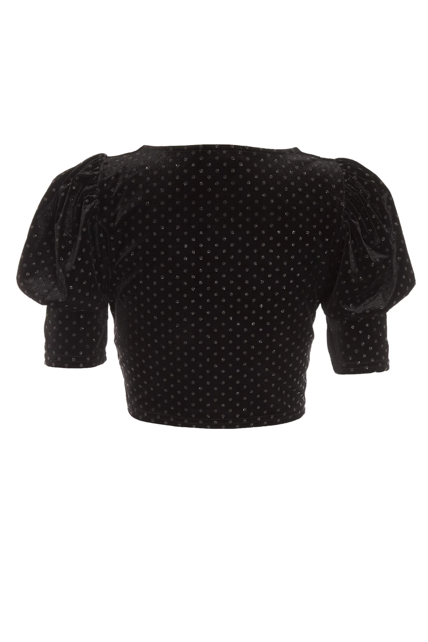 Black Velvet Glitter Polka Dot Crop Top 5 Black Velvet Glitter Polka Dot Crop Top - Image 5