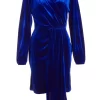 Royal Blue Velvet Sash Bodycon Dress