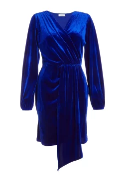 Royal Blue Velvet Sash Bodycon Dress