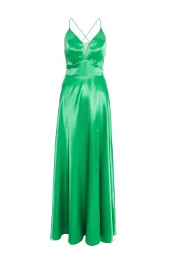 Jade Green Satin Maxi Dress