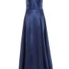 Navy Satin Maxi Dress