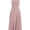 Pink Embellished Chiffon High Neck Midaxi Dress