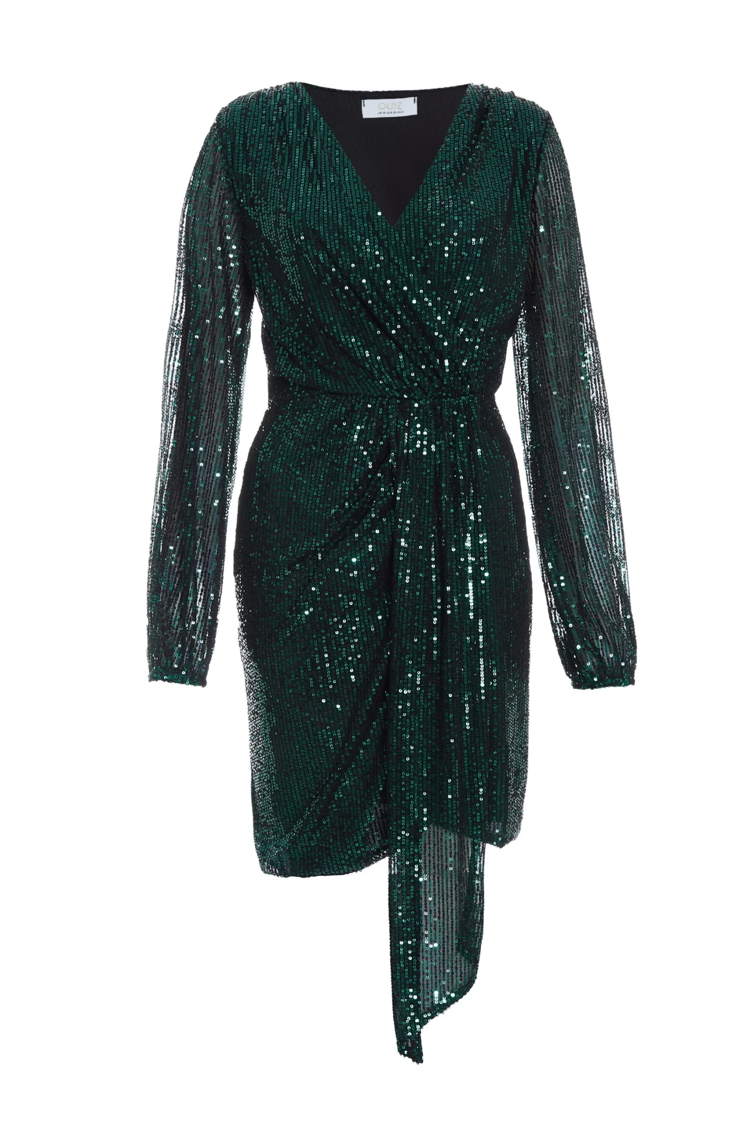 Bottle Green Sequin Sash Bodycon Dress 1 Bottle Green Sequin Sash Bodycon Dress