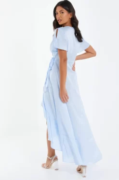 Light Blue Satin Wrap Maxi Dress -Women Clothing Sale 00100036140 XS scaled