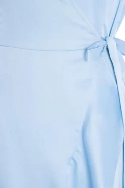 Light Blue Satin Wrap Maxi Dress -Women Clothing Sale 00100036140 ZS scaled