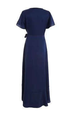 Navy Satin Wrap Maxi Dress 10 Navy Satin Wrap Maxi Dress -Women Clothing Sale 00100036141 ZB