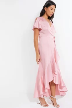 Pink Satin Wrap Maxi Dress 9 Pink Satin Wrap Maxi Dress -Women Clothing Sale 00100036142 XS scaled