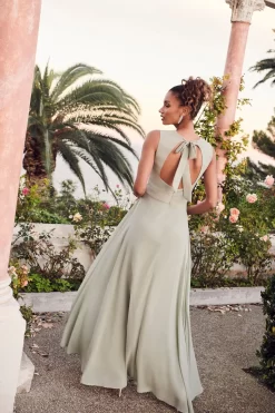 Sage Chiffon Backless Maxi Dress -Women Clothing Sale 00100036146 XB scaled