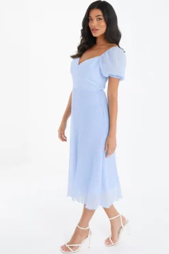 Light Blue Chiffon Crinkle Midi Dress -Women Clothing Sale 00100036159 XS scaled