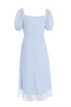 Light Blue Chiffon Crinkle Midi Dress -Women Clothing Sale 00100036159 ZB scaled
