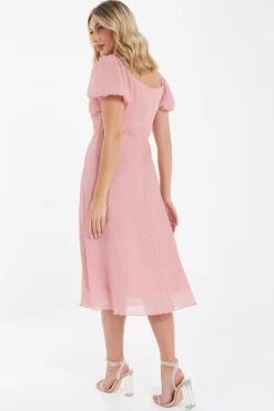 Pink Chiffon Crinkle Midi Dress -Women Clothing Sale 00100036160 XB scaled