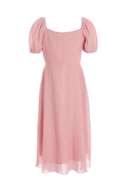 Pink Chiffon Crinkle Midi Dress -Women Clothing Sale 00100036160 ZB scaled