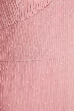 Pink Chiffon Crinkle Midi Dress -Women Clothing Sale 00100036160 ZS