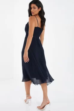 Navy Chiffon Crinkle Midi Dress 8 Navy Chiffon Crinkle Midi Dress -Women Clothing Sale 00100036161 XB scaled