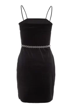 Black Velvet Diamante Mini Dress 10 Black Velvet Diamante Mini Dress -Women Clothing Sale 00100036172 ZB scaled